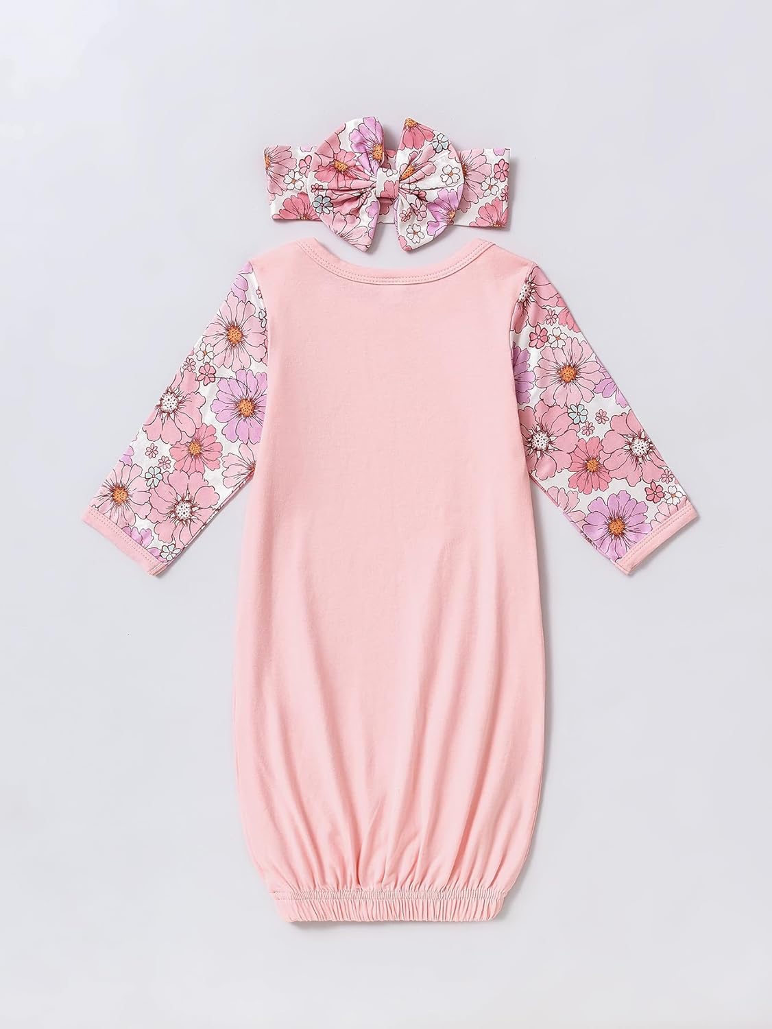 AMAWMW Newborn Baby Girl Little Sister Sleeper Gown Stripe Long Sleeve Nightgown Pajamas Gifts
