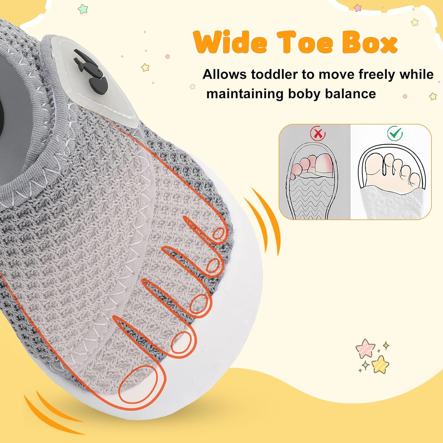 FEETCITY Baby First Walking Shoes Wide Baby Shoes Infant Sneakers Newborn Crib Shoe Barefoot