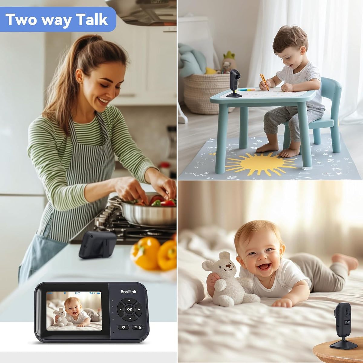 Baby Monitor with Camera and Audio, Video Baby Monitor WiFi Night Vision, 2.8" LCD Screen Baby