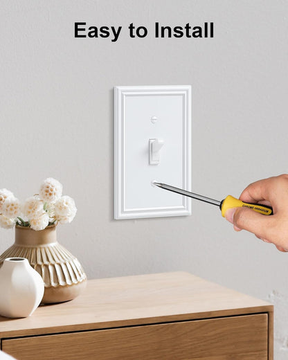 4-Pack Single Toggle Light Switch Cover Plate, Durable Solid Zinc Alloy Decorative Switch Plate
