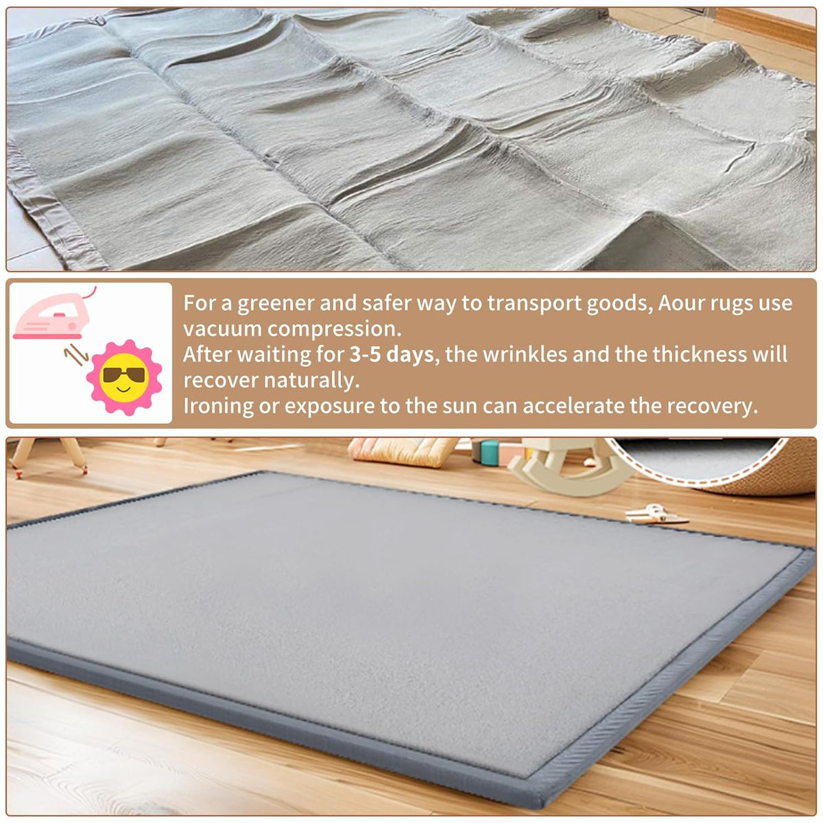 Baby Play Mat for Floor - 1.4" Thick Memory Foam Rug, 50"x50" Playpen Tummy Time Mat, Soft Velvet