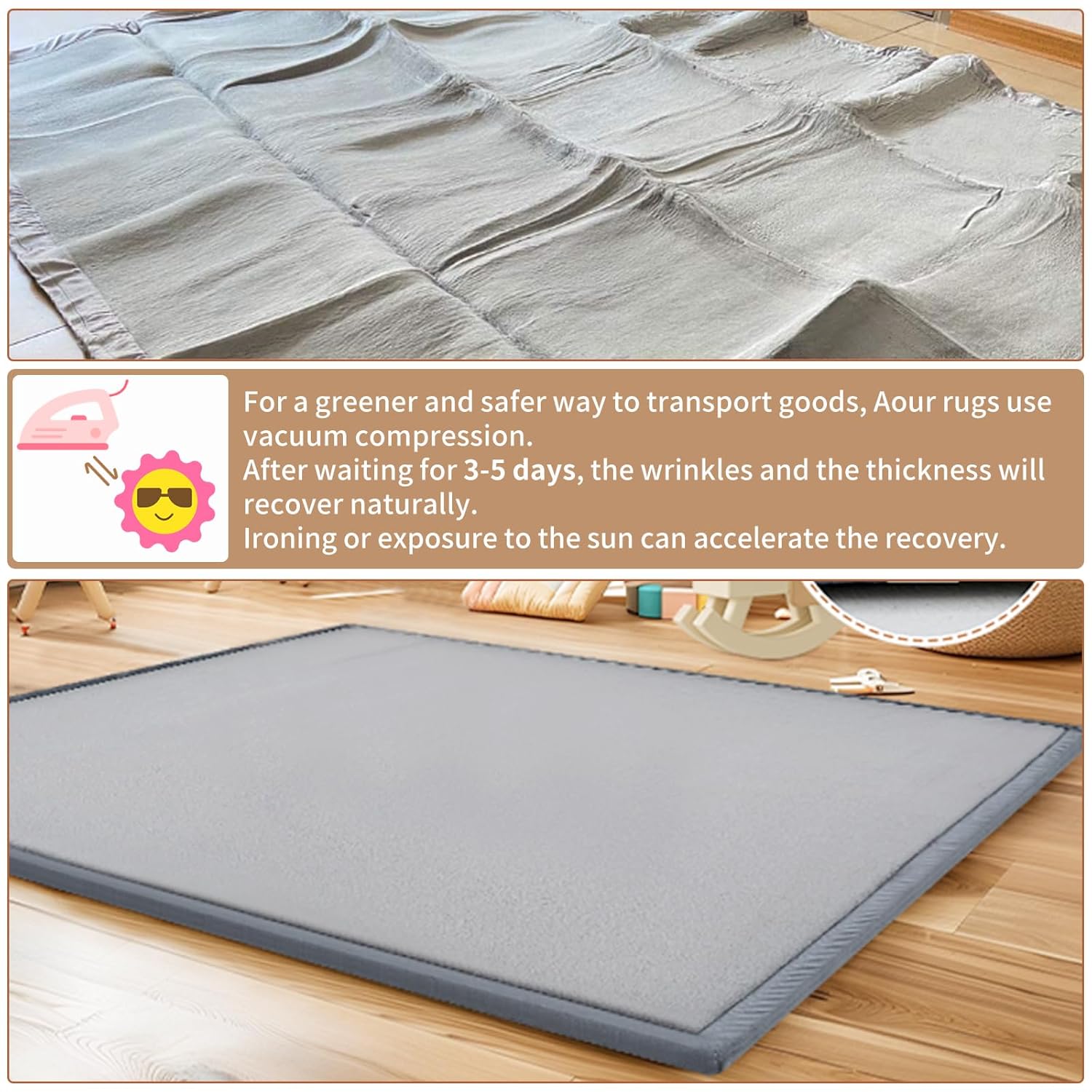 Baby Play Mat for Floor - 1.4" Thick Memory Foam Rug, 80"x70" Playpen Tummy Time Mat, Soft Velvet