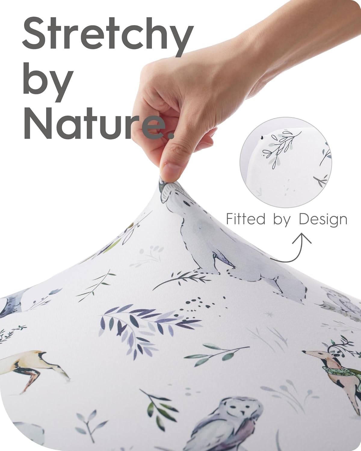 Ultra Soft Pack N Play Sheets - Fitted, Premium Jersey Knit, Stretchy Neutral, Woodland Mini Crib