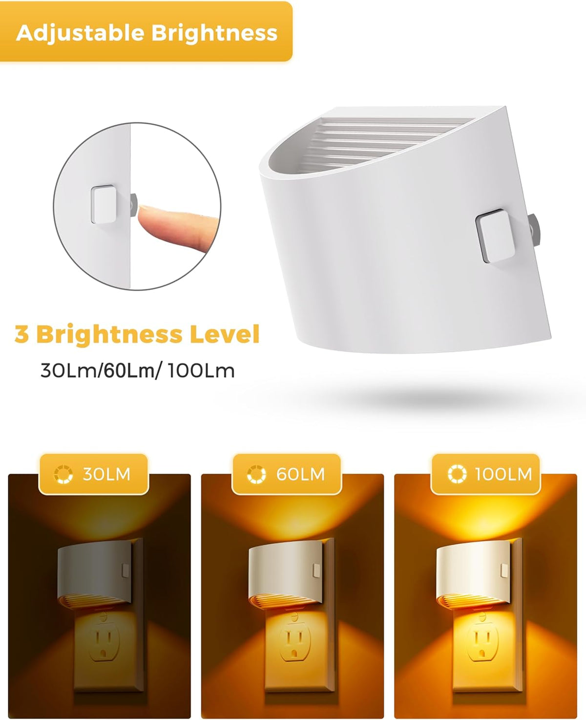 L LOHAS LED Night Light, Night Lights Plug into Wall with Dusk to Dawn Sensor, 3 Brightness Level