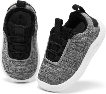 MORENDL Toddler Slip On Sneakers Baby Walking Shoes Non-Slip Breathable Unisex Pink Mesh Lace-Up