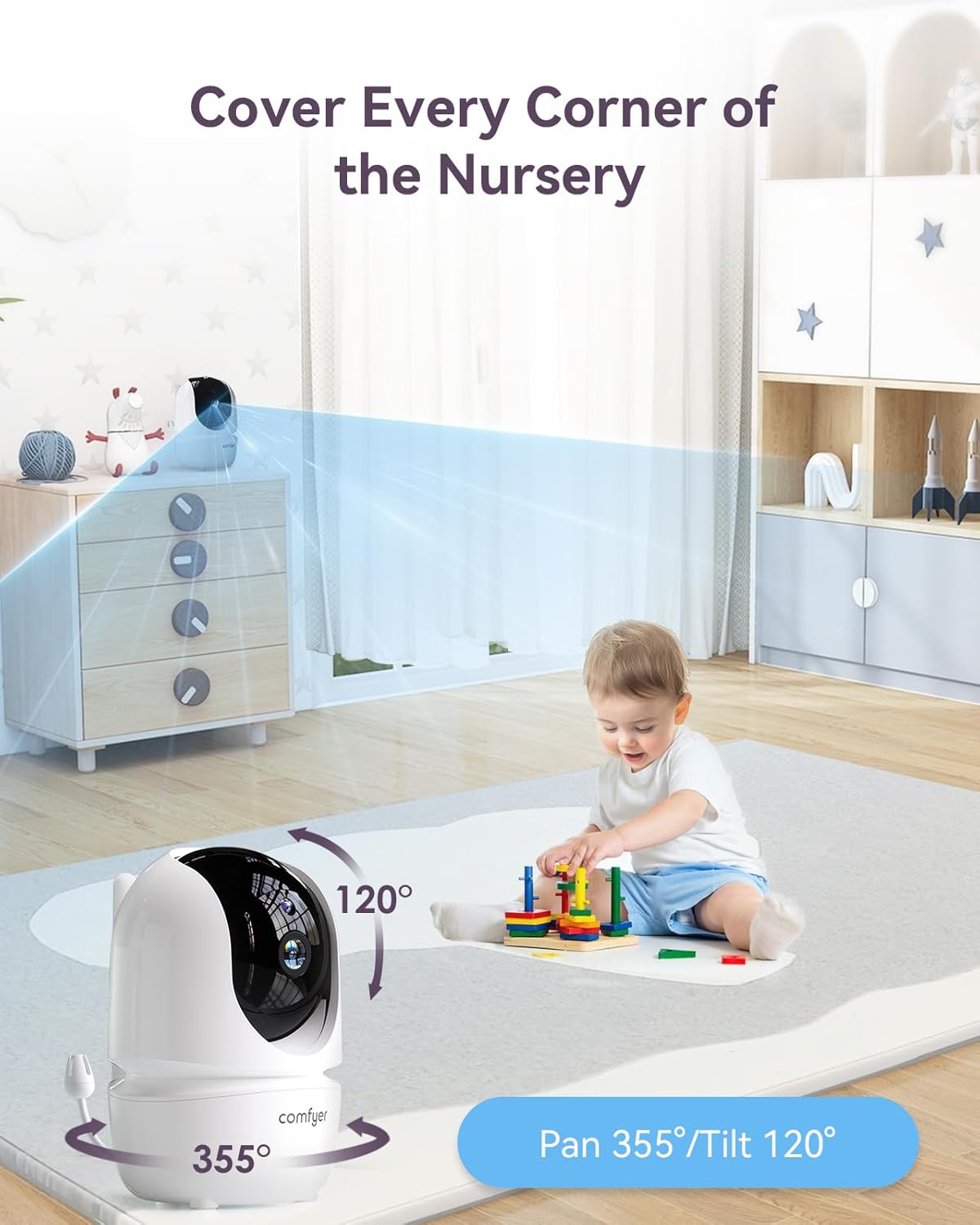 7" Split-Screen Baby Monitor with 2 1080P Cameras, 720P HD No WiFi Monitor with a Flexible Bracket