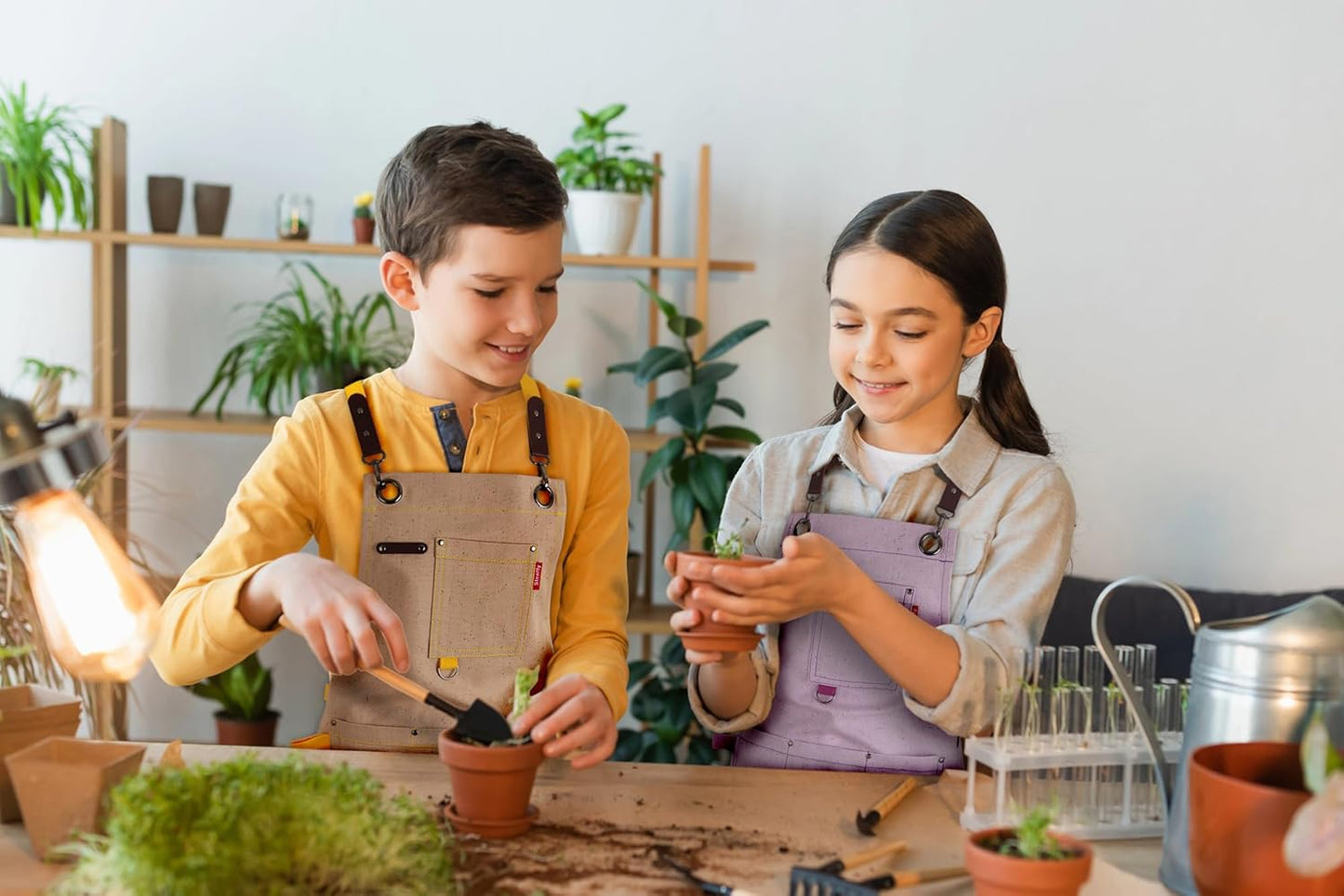 Kids Art Aprons for Painting, Gardening, Cooking, Multiple Pockets, Kids Smock for Boys & Girls