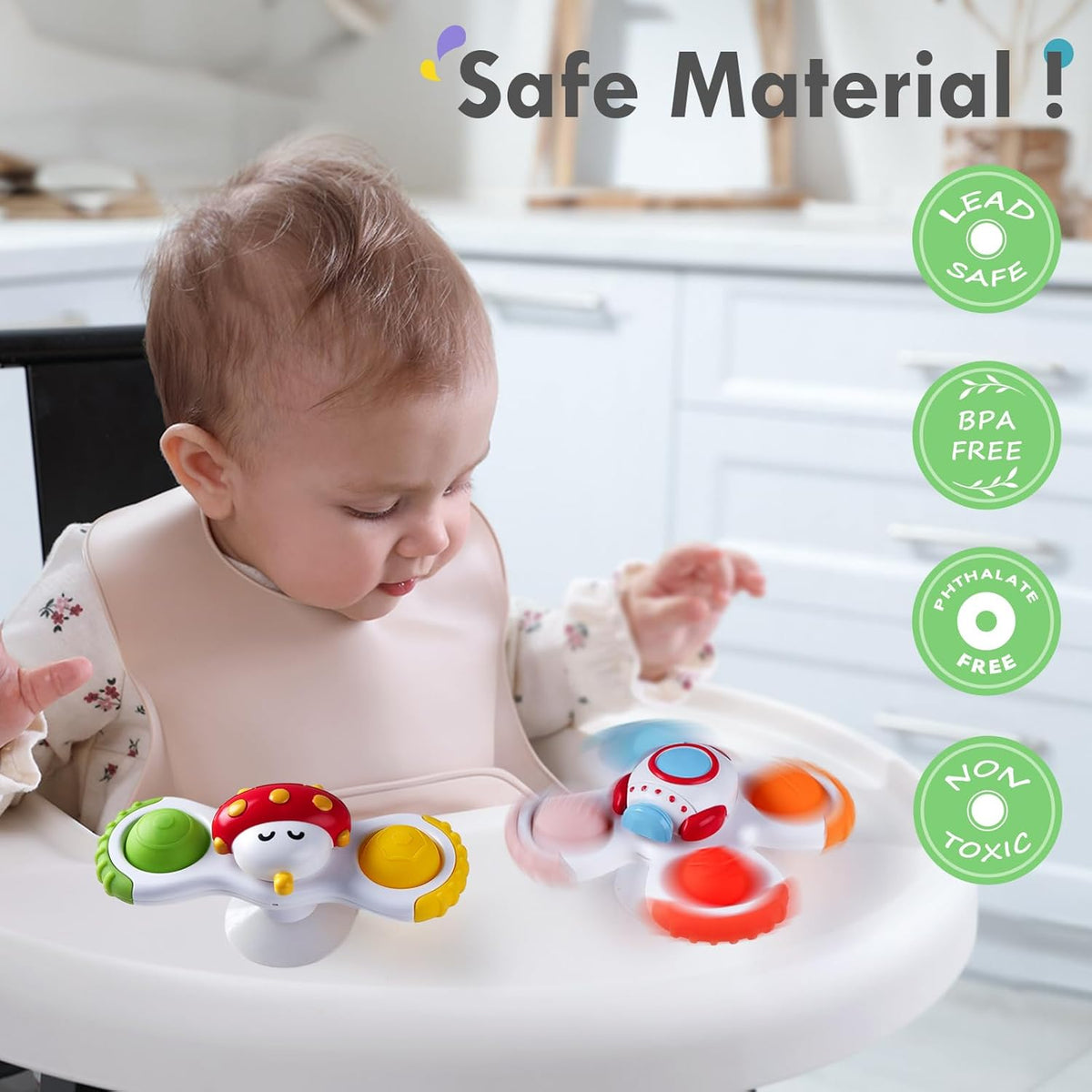 ALASOU 3PCS Pop Suction Cup Spinner Toys for 1 Year Old Boy Girl|Novelty Spinning Tops Toddler Toys
