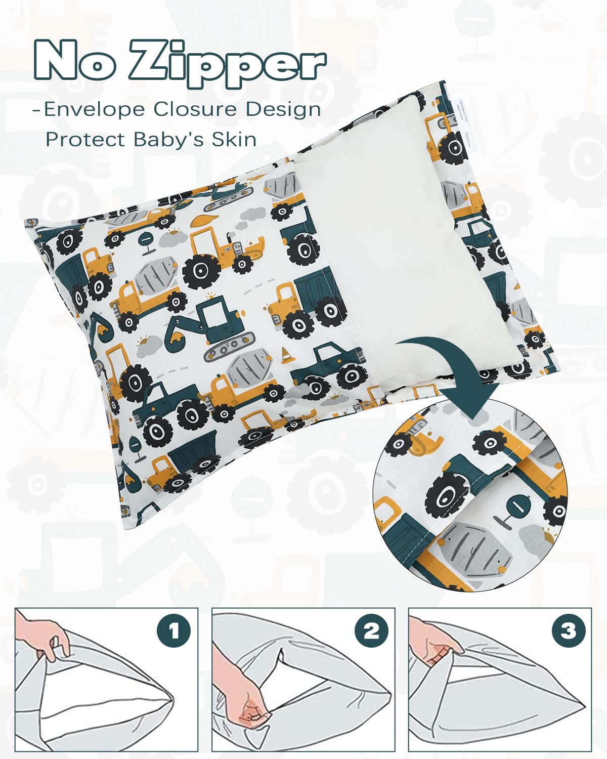 ALVABABY Toddler Pillowcases 2 Pack Organic Cotton Kids Pillow Cover Fit 13"x 18" or 12"x16"