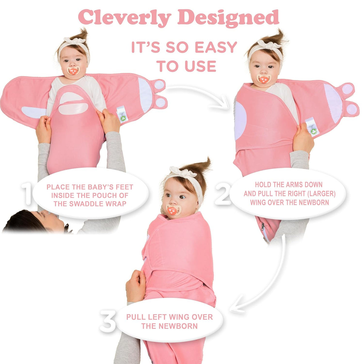 Bublo Baby Organic Swaddles for Newborns – Zipper Swaddles 0-3 Months, 3-Pack – Infant Sleep Sack