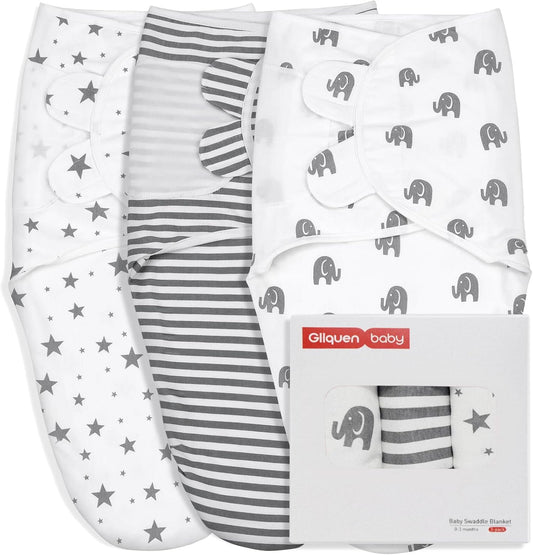 GLLQUEN BABY Newborn Swaddle Blankets for Baby Boy, 3 Pack Baby Swaddles 0-3 Months, Swaddling