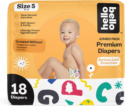 Hello Bello Premium Baby Diapers Size 5, 18 Count of Disposable, Extra-Absorbent, Hypoallergenic