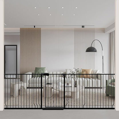 WAOWAO Baby Gate 100-109.42" Extra Wide Pressure Mounted Walk Through Swing Auto Close Safety Black