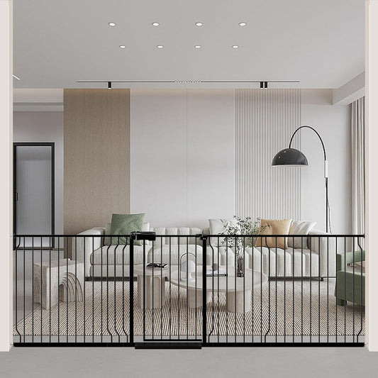 WAOWAO Baby Gate 100-109.42" Extra Wide Pressure Mounted Walk Through Swing Auto Close Safety Black