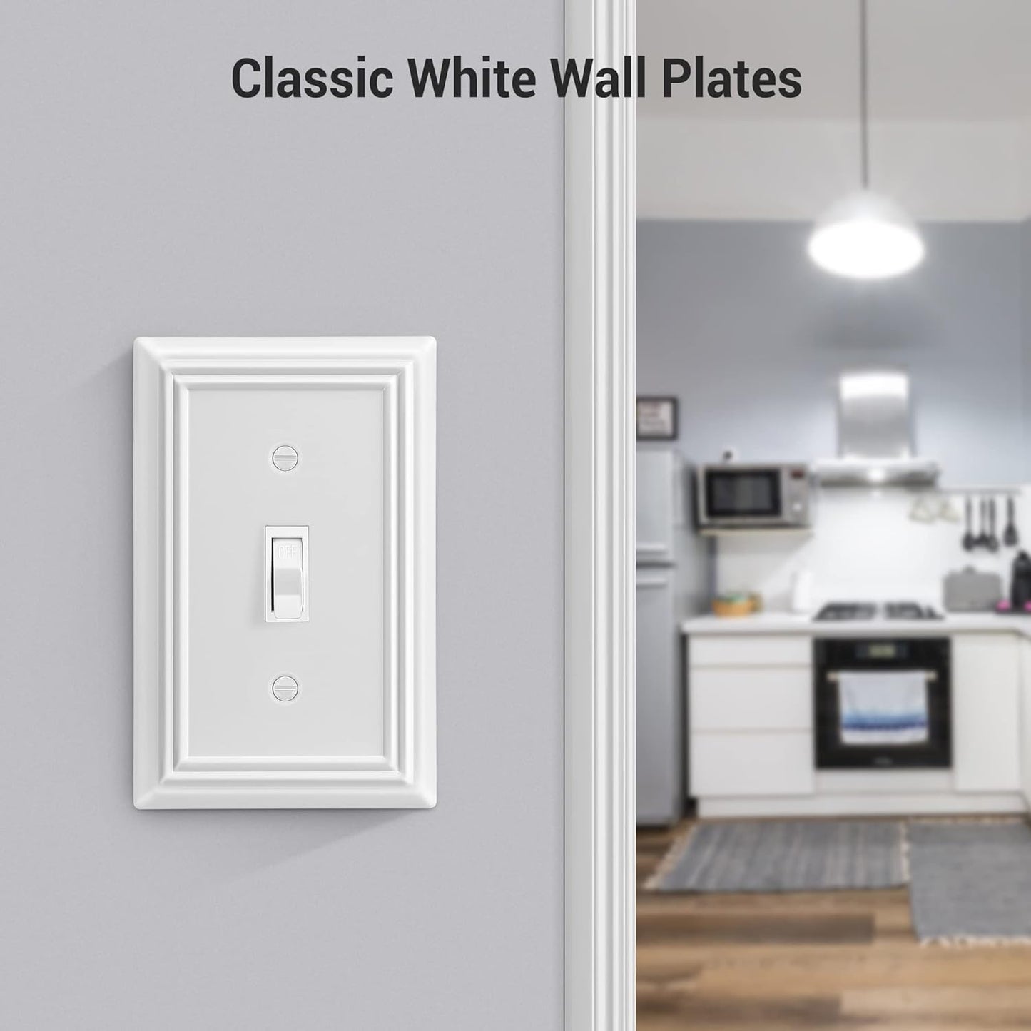 DEWENWILS 4-Pack Toggle Wallplate, Metal Light Switch Covers with White Finish, Heavy Duty Face
