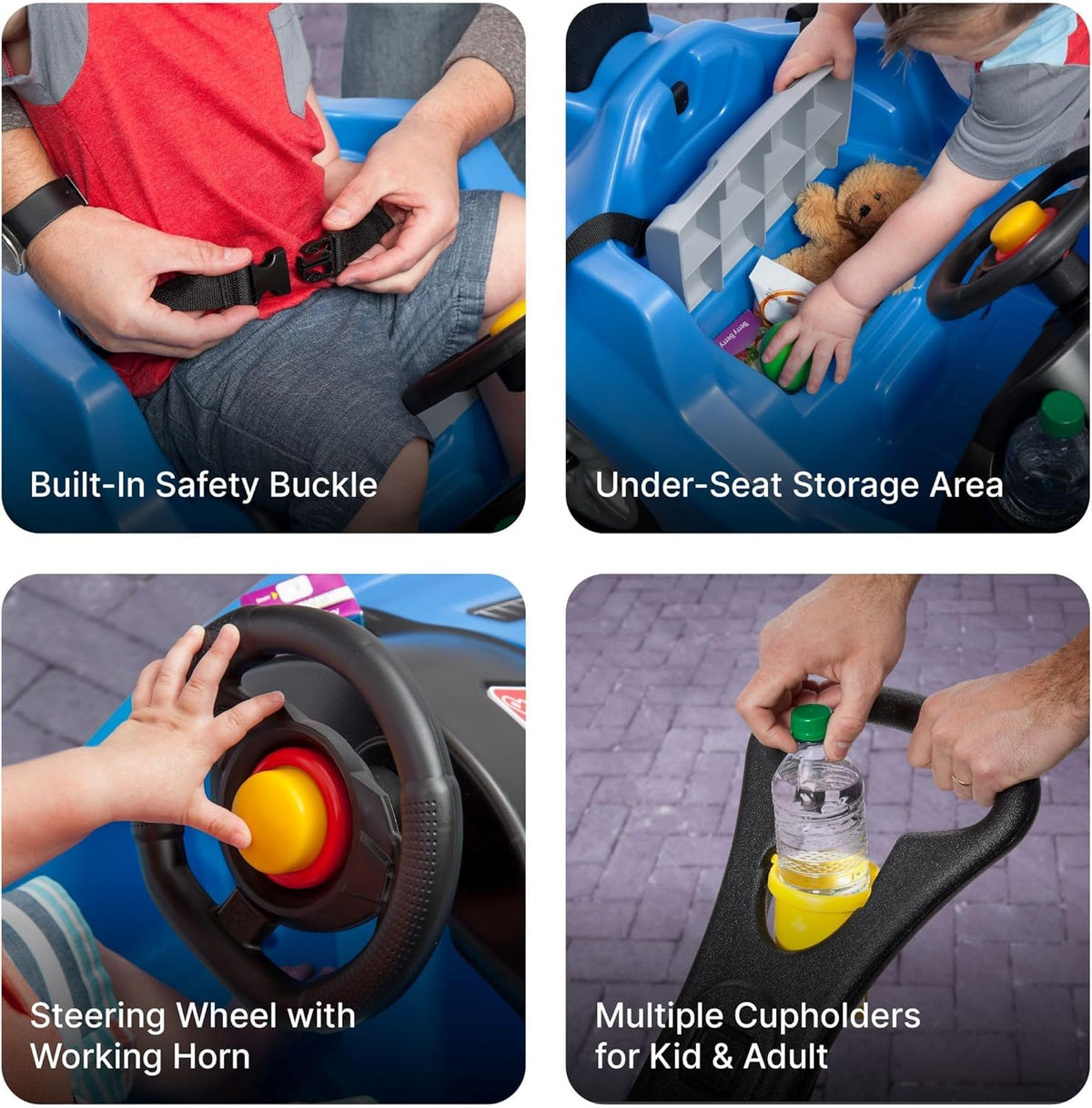 Step2 Whisper Ride Cruiser Kids Push Car, Ride On Toy, Stroller Substitute, Includes Seat Belt &