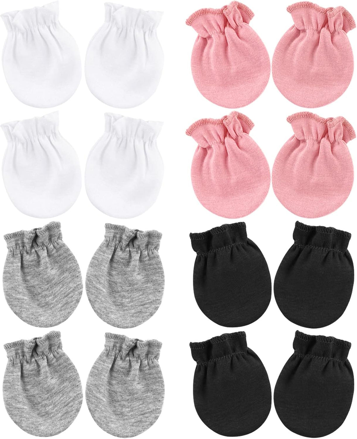 BQUBO Newborn Infant Toddler Mittens No Scratch Cotton Elastic Wrist Gloves Hypoallergenic for 0-6