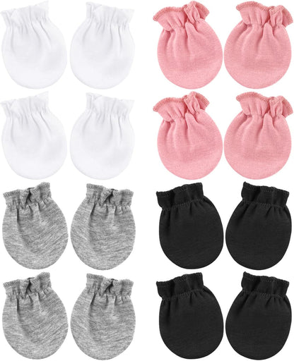 BQUBO Newborn Infant Toddler Mittens No Scratch Cotton Elastic Wrist Gloves Hypoallergenic for 0-6