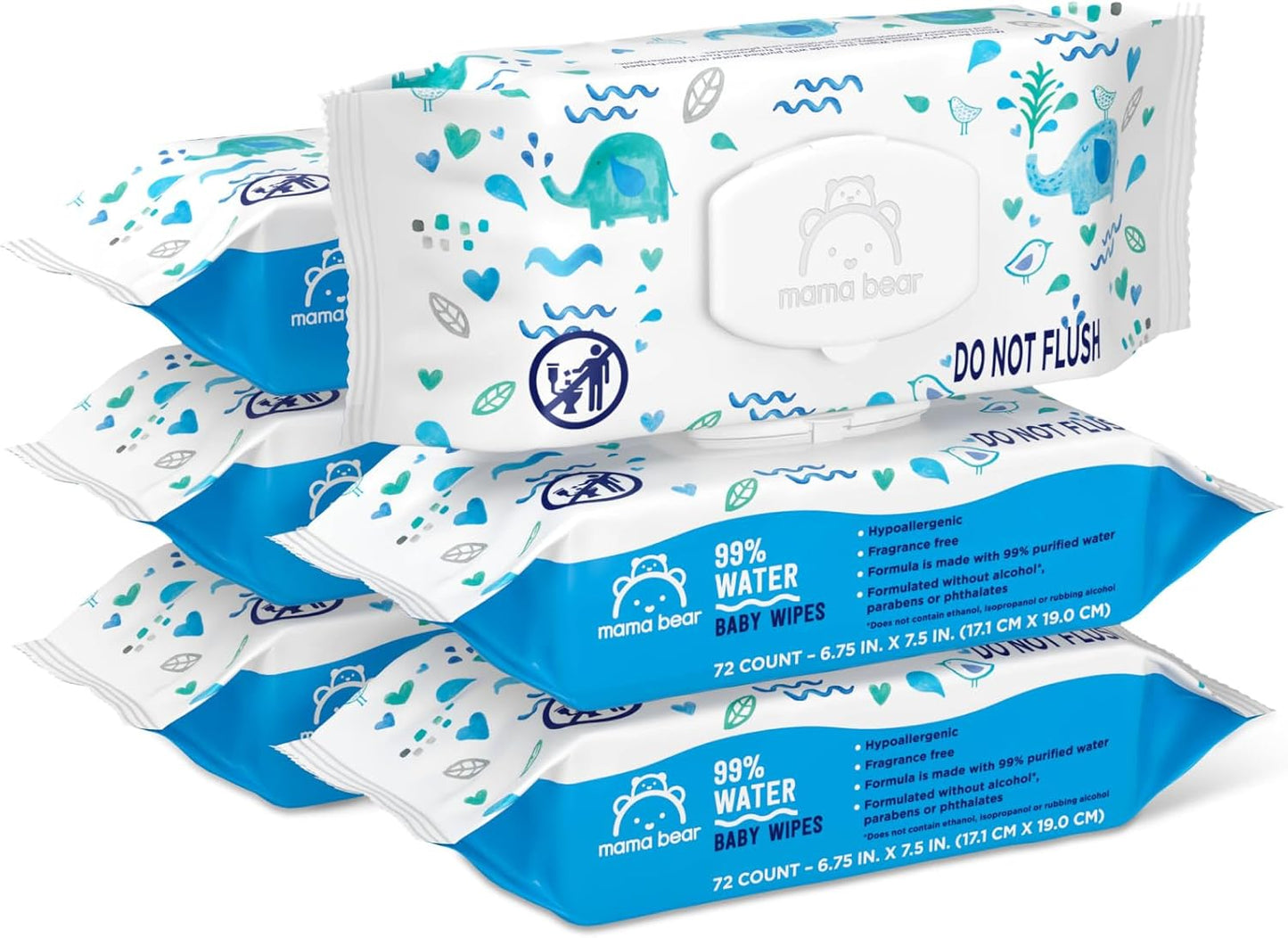 Amazon Brand - Mama Bear 99% Water Based Baby Wipes, Hypoallergenic for Sensitive Skin, Fragrance