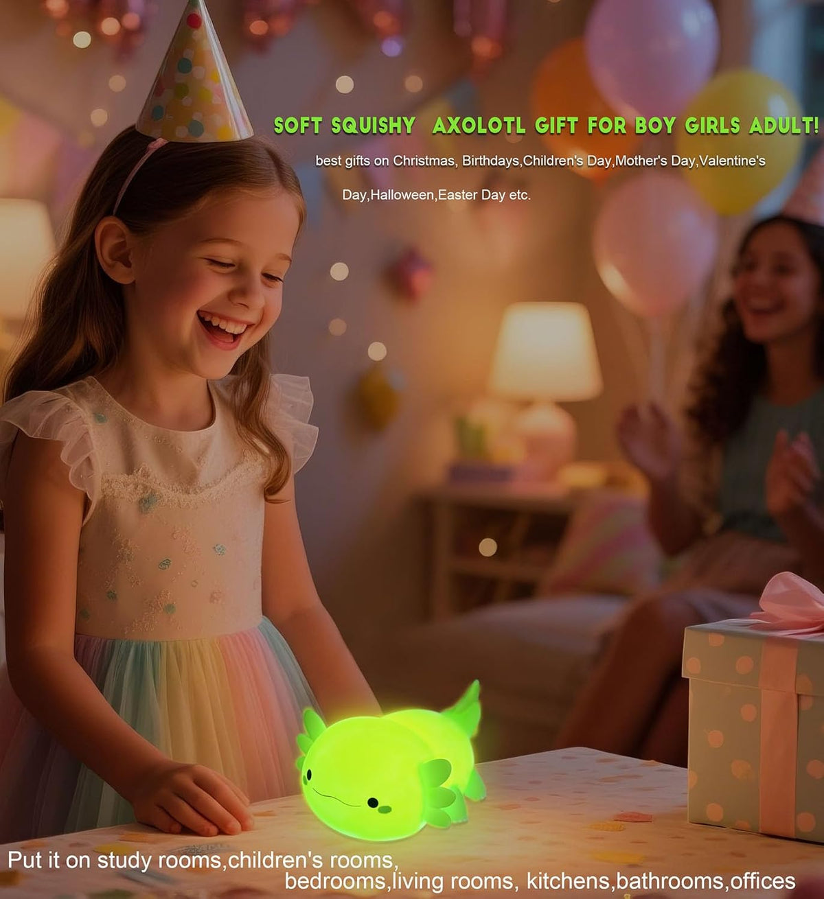 DREAMING MY DREAM Axolotl Night Light for Kids,Cute Axolotl Gifts lamp Rechargeable Light Table