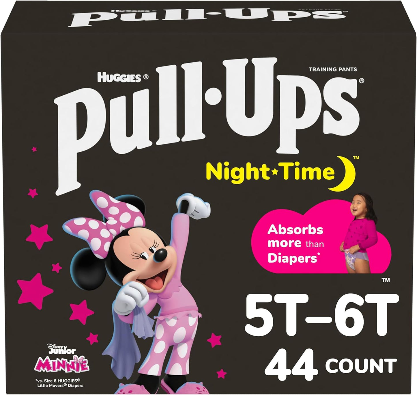 Pull-Ups Girls' Night-Time Potty Training Pants, Size 5T-6T Overnight Training Underwear (46-60