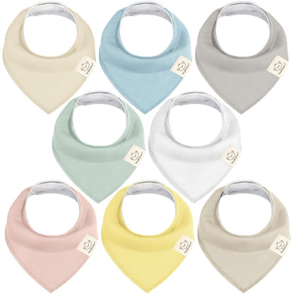 8-Pack Organic Baby Bandana Bibs for Girls - Super Absorbent Triangle Baby Bibs for Drooling and