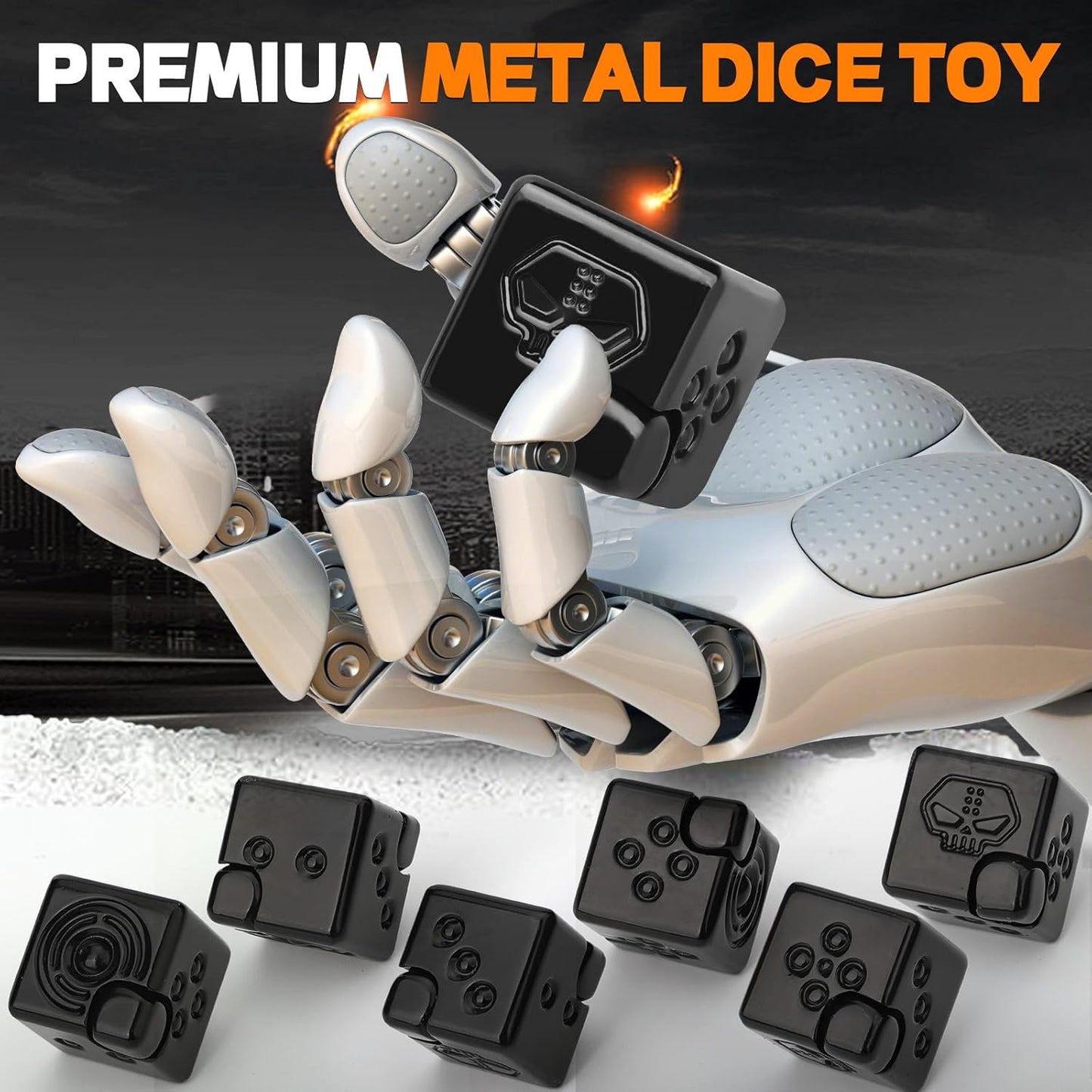 Cool Dice Infinity Cube Fidget Spinner Toy for Kid Adult, 2-in-1 Metal Fidget Block, Finger Gyro