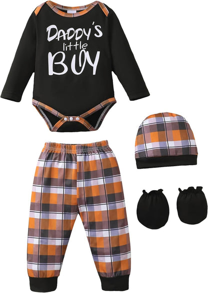 NZRVAWS Newborn Baby Boy Girl Clothes Unisex Infant Romper Pants Set Hat 4-Pack Outfits 0-12 Months
