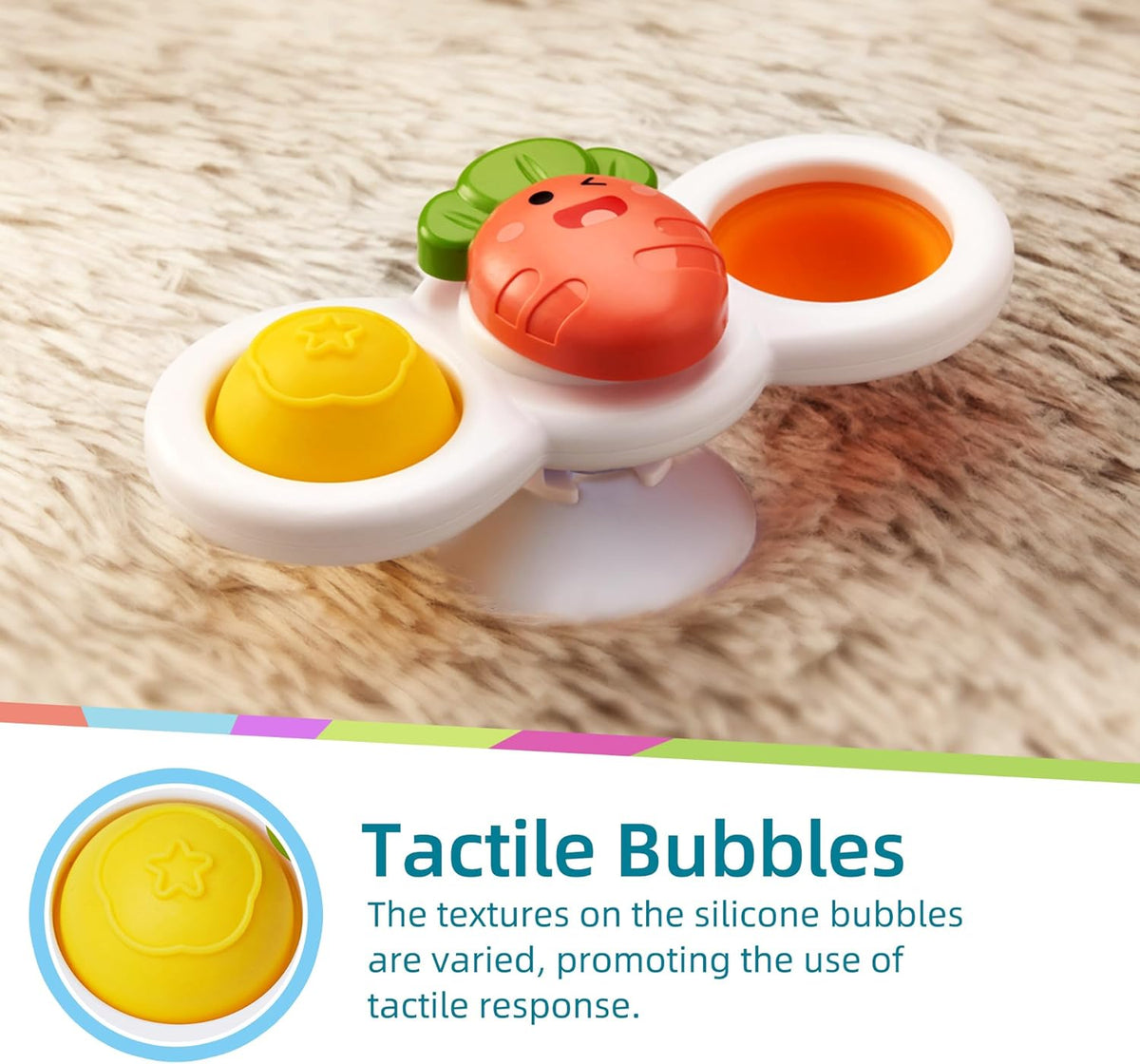 LiKee Strong Suction Cup Fidget Spinnerz Sensory Bath Toys for Baby 12 18 Months Airplane Car