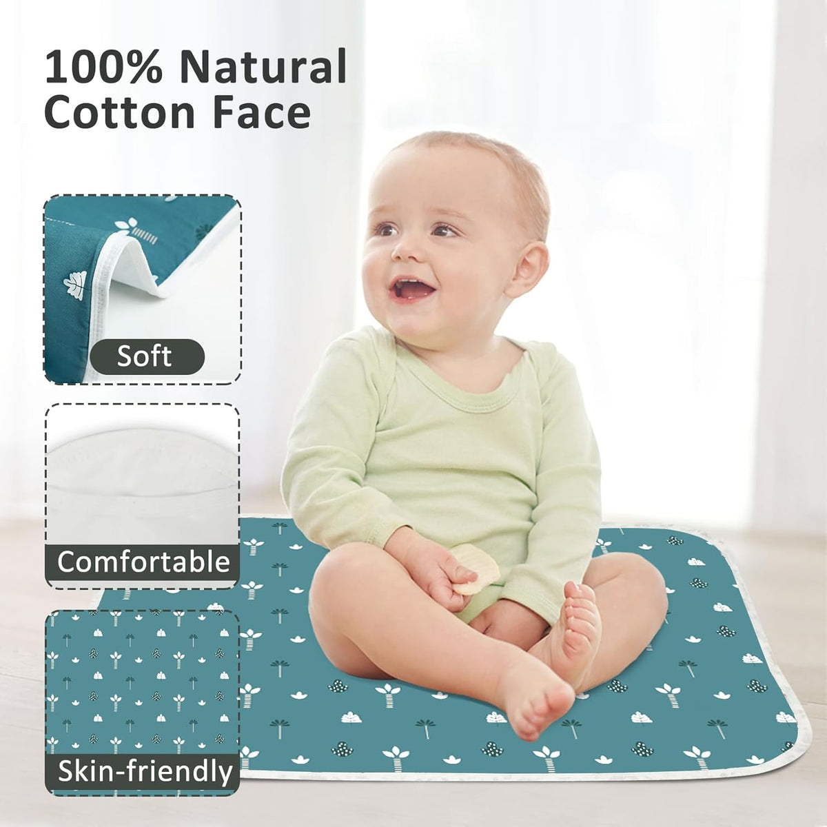 Baby Diaper Changing Pad, 21 5/8" x 31.5" Waterproof Changing Pad Liners - Reusable Soft and