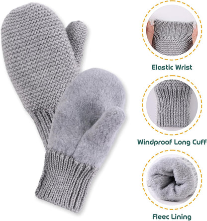 Basic Winter Baby Beanie Gloves Boys Girls Knitted Hat Pompom Kids Earflap Hats Warm Infant Toddler
