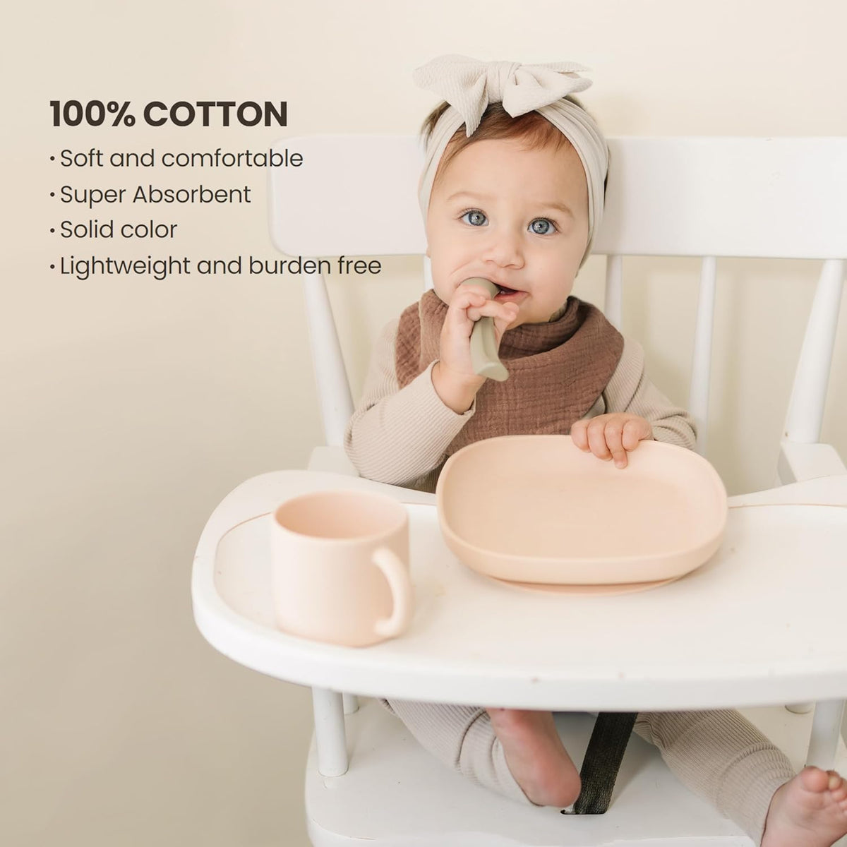 Konssy Muslin Baby Bibs 10 Pack Baby Bandana Drool Bibs 100% Cotton for Unisex Boys and Girls, Soft
