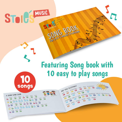 Stoie's Wooden Xylophone for Kids and Toddlers, Curved Design, 8 Notes of Rainbow Color, Tuned