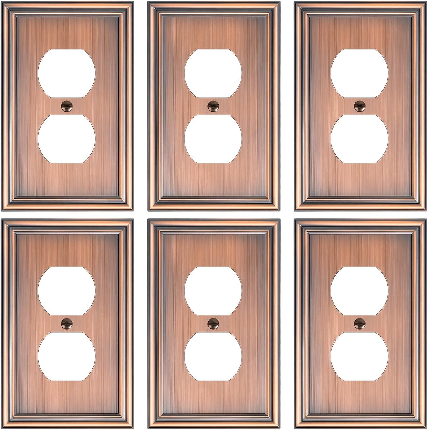 6-Pack Single Duplex Outlet Cover Plate, Decorative Antique Copper Switch Plates and Outlet Covers