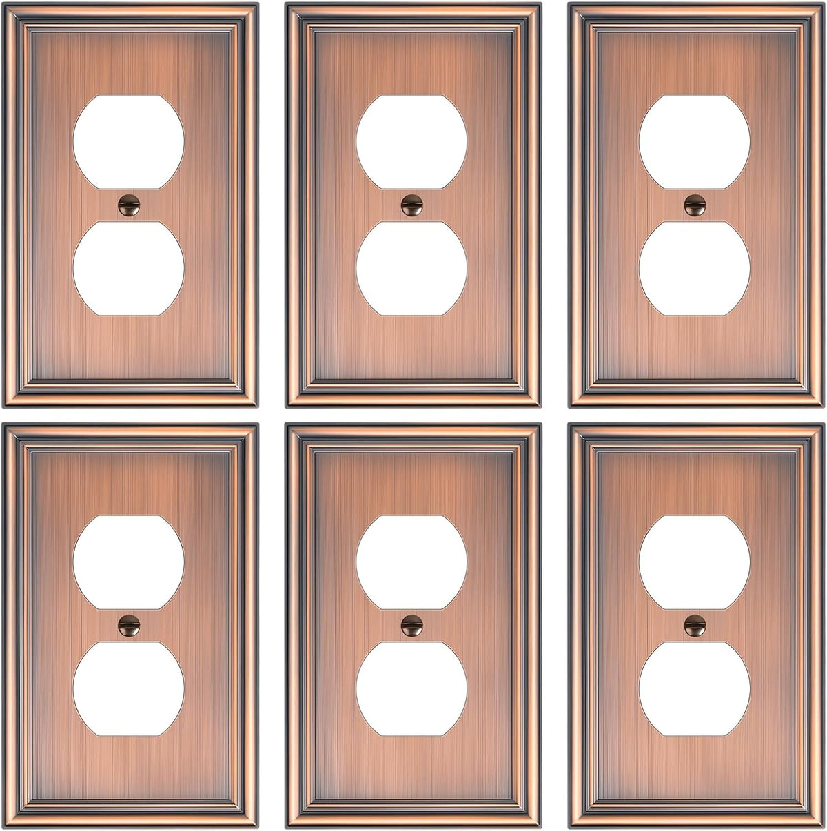 6-Pack Single Duplex Outlet Cover Plate, Decorative Antique Copper Switch Plates and Outlet Covers