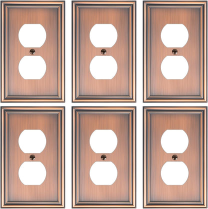 6-Pack Single Duplex Outlet Cover Plate, Decorative Antique Copper Switch Plates and Outlet Covers