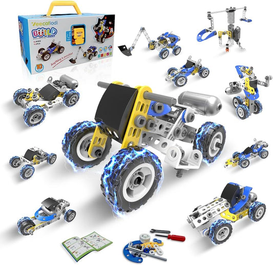 STEM Toys for 5 6 7 8+ Year Old Boy, 10 in 1 Electric Building Toys for Kids Ages 4-8 5-7 6-8