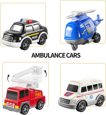 TEMI 5 Pack Ambulance Vehicle Toddler Truck Toys for 3 4 5 6 Year Old Boys, Friction Powered Cars