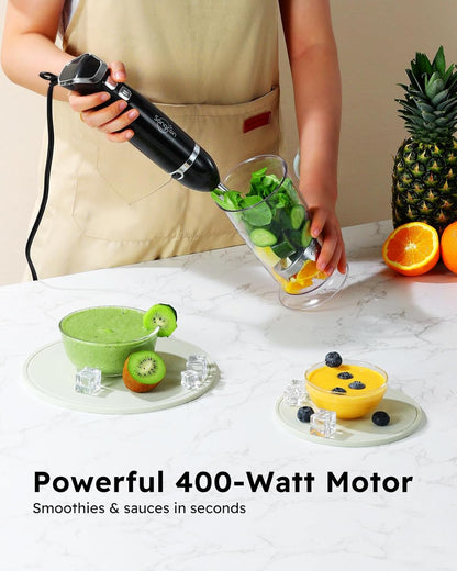 Sangcon Immersion Blender Handheld, 3-in-1 Hand Blender Electric, 400W Handheld Blender, Stainless