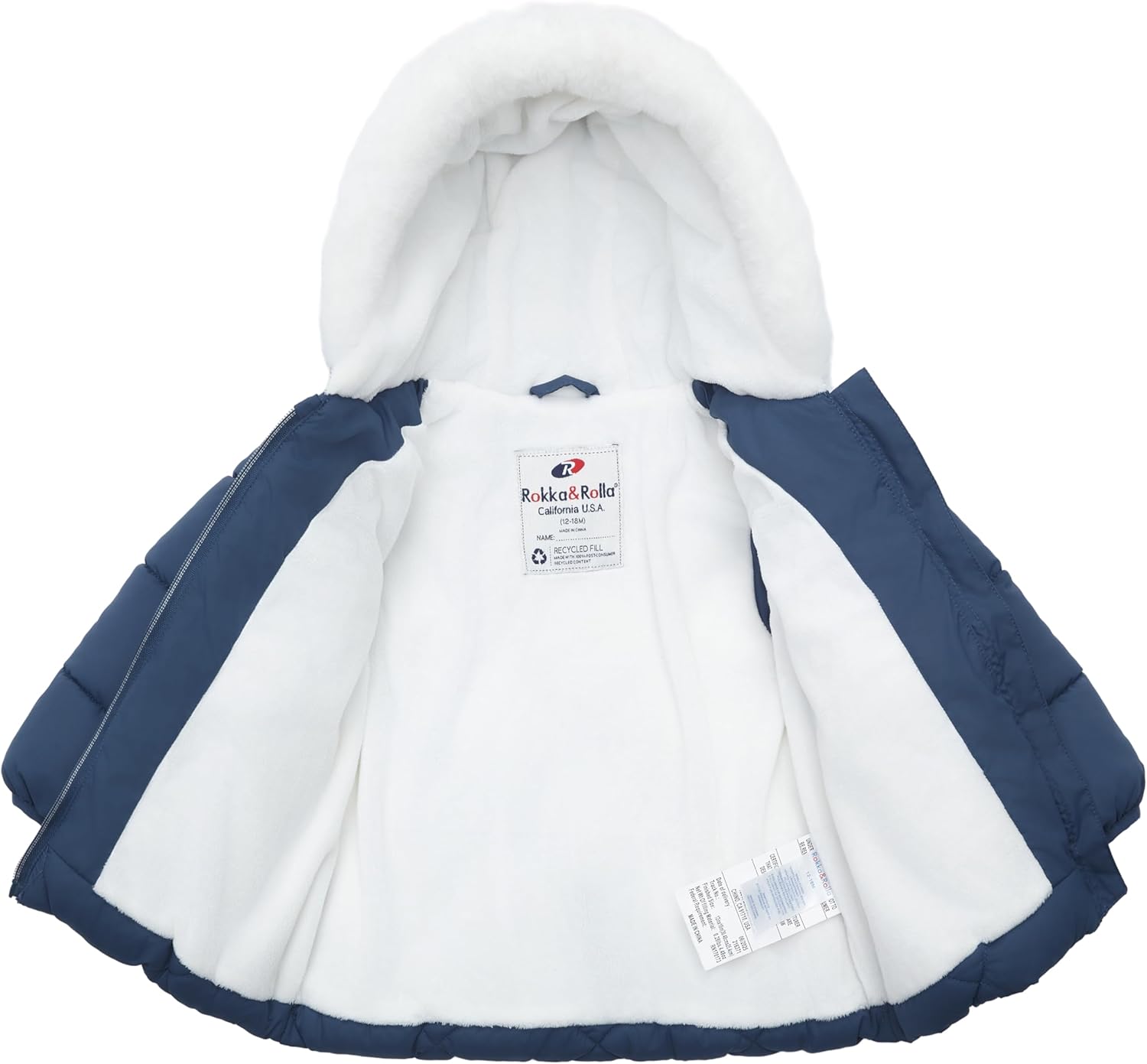 Rokka&Rolla Baby Girls' Water-Resistant Puffer Jacket Hooded Winter Coat with Soft Mini Fur Lining