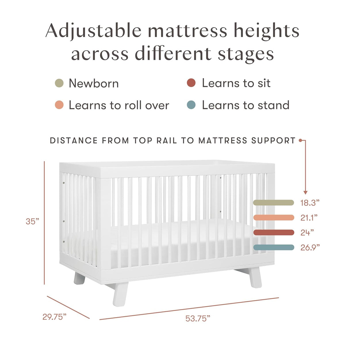 Babyletto Hudson 3-in-1 Convertible Baby Crib with Toddler Bed & Daybed Conversion - Easy to