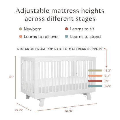 Babyletto Hudson 3-in-1 Convertible Baby Crib with Toddler Bed & Daybed Conversion - Easy to
