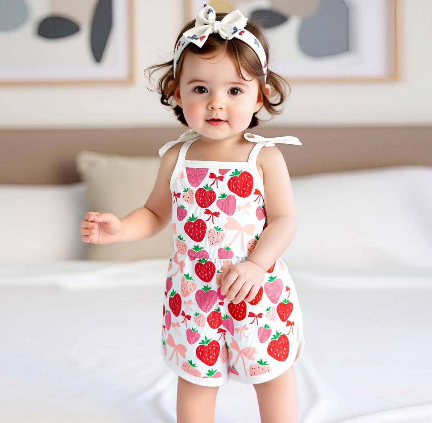 WZTYYDS Toddler Baby Girl Summer Clothes Floral Romper Tie-Up Strap Halter Jumpsuit Infant Summer