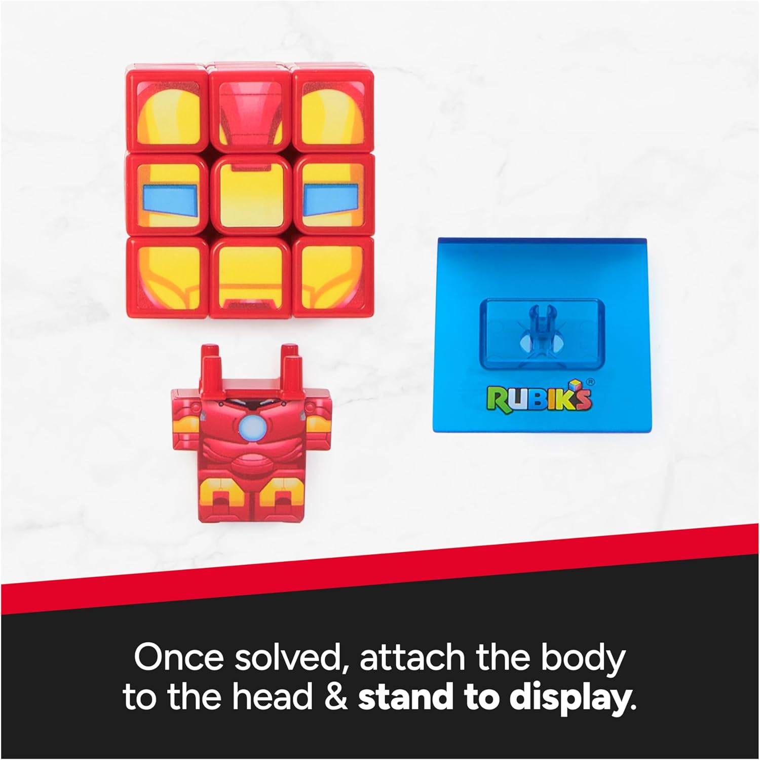 Rubik's Cube Iron Man Cuber, Problem-Solving Challenging Brain Teaser Collectible Iron Man Fidget