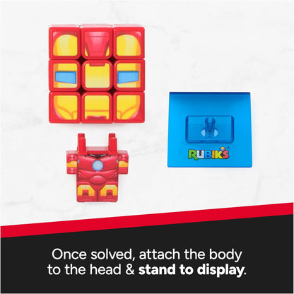 Rubik's Cube Iron Man Cuber, Problem-Solving Challenging Brain Teaser Collectible Iron Man Fidget