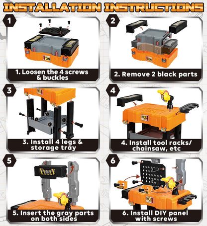 Lehoo Castle Kids Tool Bench with Electric Drill, Realistic Tools, Trucks