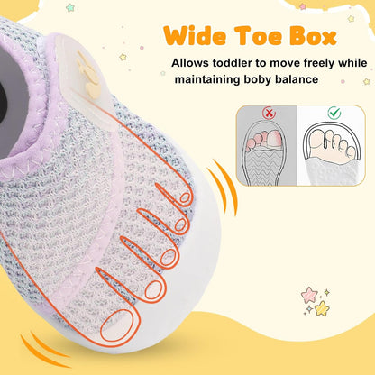 FEETCITY Baby First Walking Shoes Wide Baby Shoes Infant Sneakers Newborn Crib Shoe Barefoot