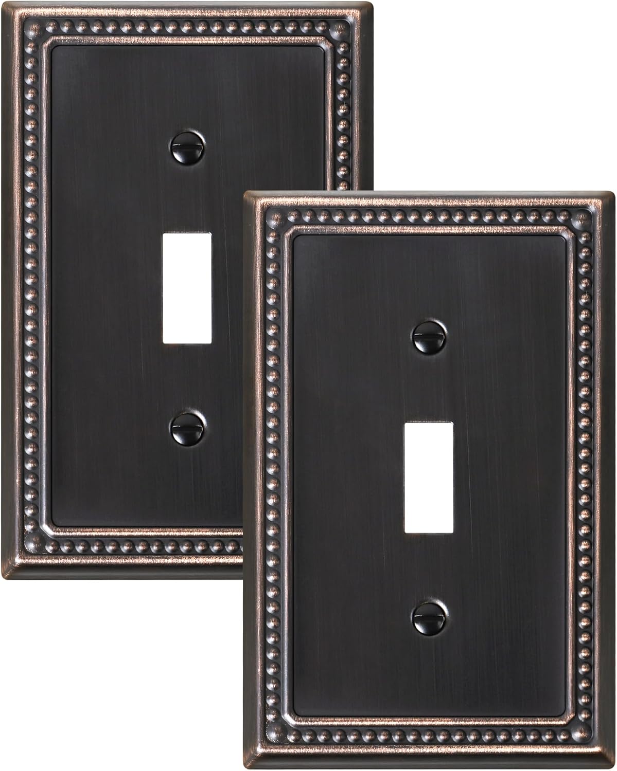 2-Pack Single Toggle Light Switch Cover Plate, Pearls Decorative Switch Plate Covers, Aged Bronze 1