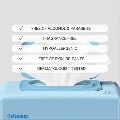 BEBESUP-Korea’s #1 Sensitive Baby Wipes -Hypoallergenic Water-based Unscented Alcohol-Free