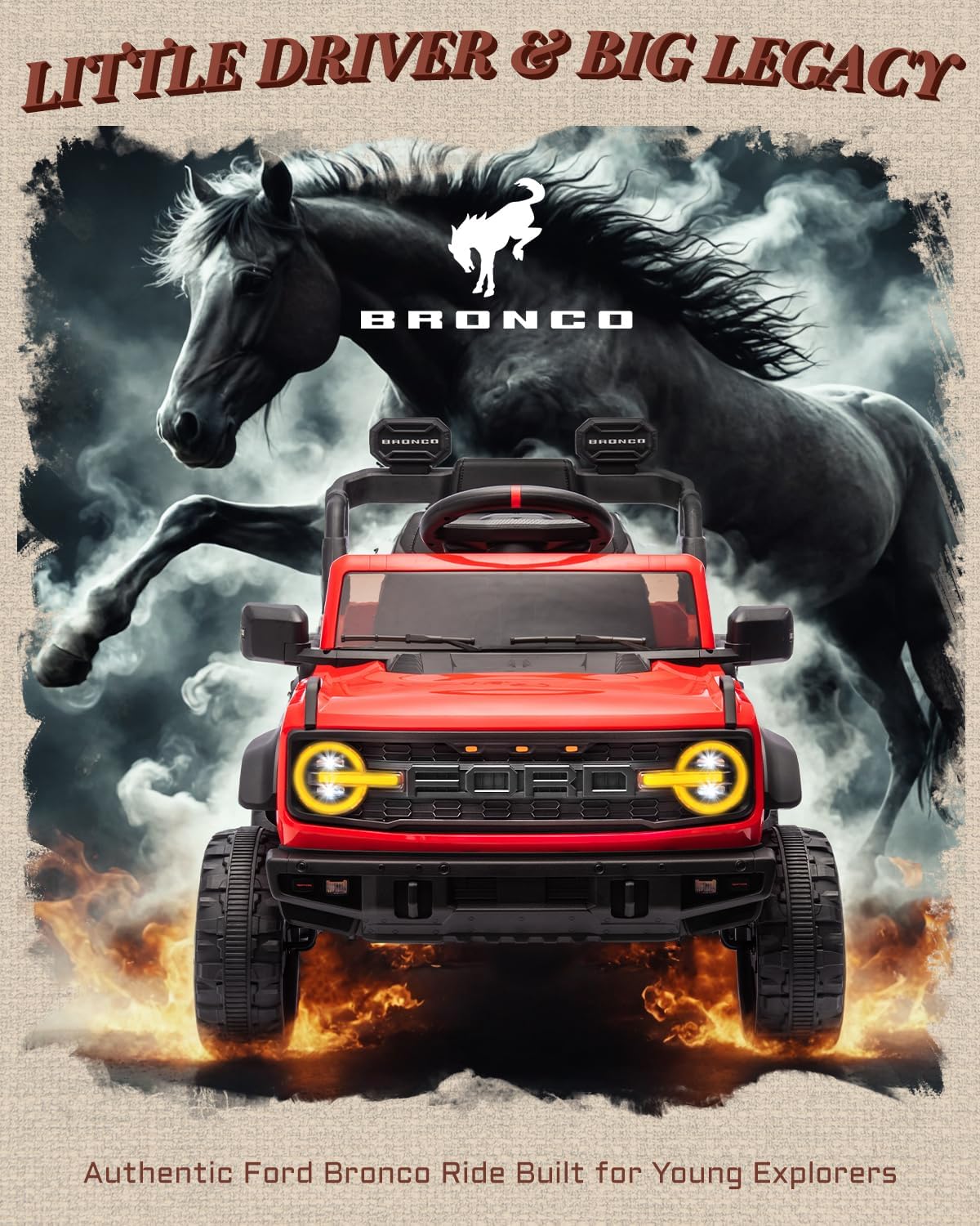 Ford Bronco Raptor Licensed 12V Ride on Toys, Kids Ride on Car with Remote Control, Electric Car